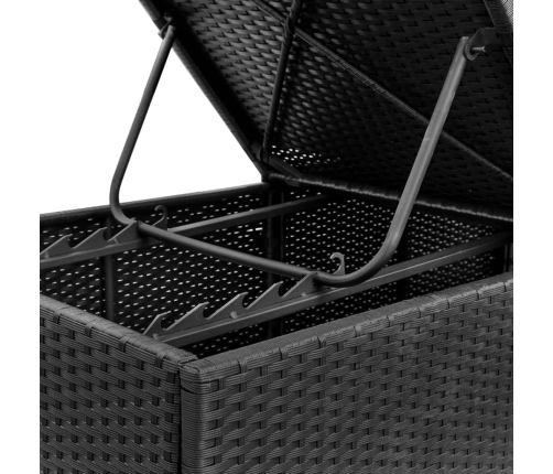 vidaXL sauļošanās zviļņi ar spilveniem, 2 gab., melna PE rotangpalma