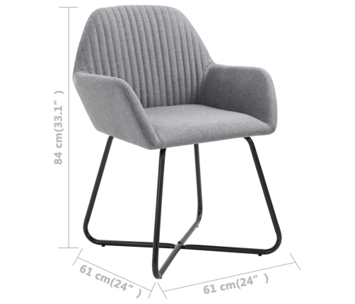 vidaXL virtuves krēsli, 4 gab., gaiši pelēks audums