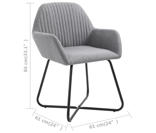 vidaXL virtuves krēsli, 6 gab., gaiši pelēks audums