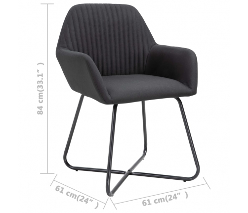 vidaXL virtuves krēsli, 6 gab., melns audums