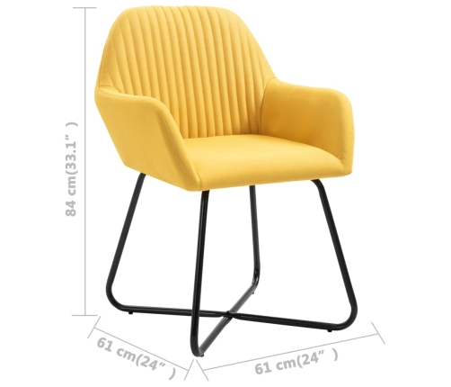 vidaXL virtuves krēsli, 4 gab., dzeltens audums