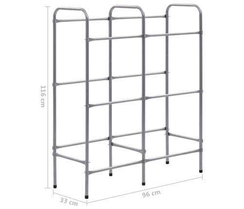 vidaXL uzglabāšanas plaukts 6 kastēm, sudraba krāsa, 96x33x116 cm