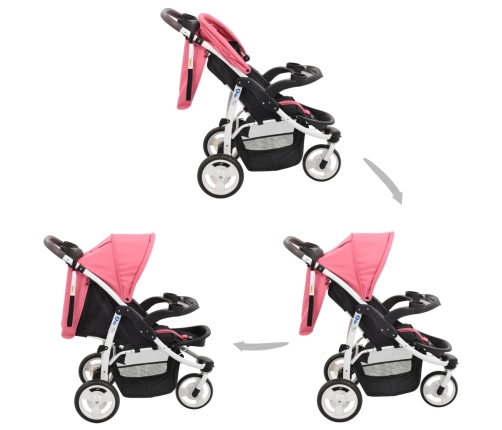 Trīsriteņu Sporta Ratiņi Rozā Ar Melnu Vidaxl