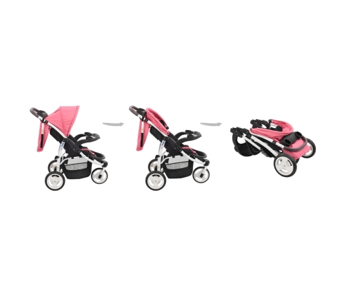 Trīsriteņu Sporta Ratiņi Rozā Ar Melnu Vidaxl