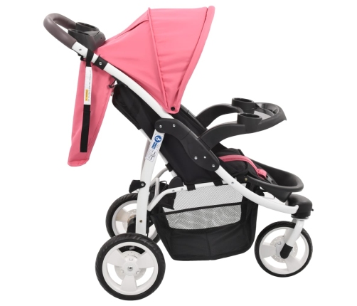 Trīsriteņu Sporta Ratiņi Rozā Ar Melnu Vidaxl