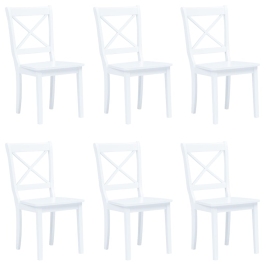 Virtuves Krēsli, 6 Gab., Balti, Masīvs Gumijkoks Vidaxl