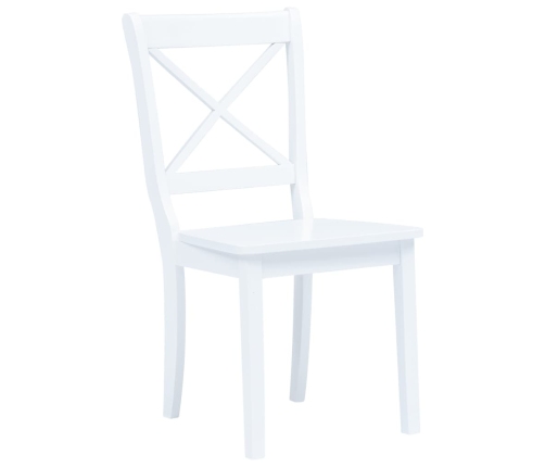 vidaXL virtuves krēsli, 6 gab., balti, masīvs gumijkoks