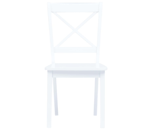 vidaXL virtuves krēsli, 6 gab., balti, masīvs gumijkoks