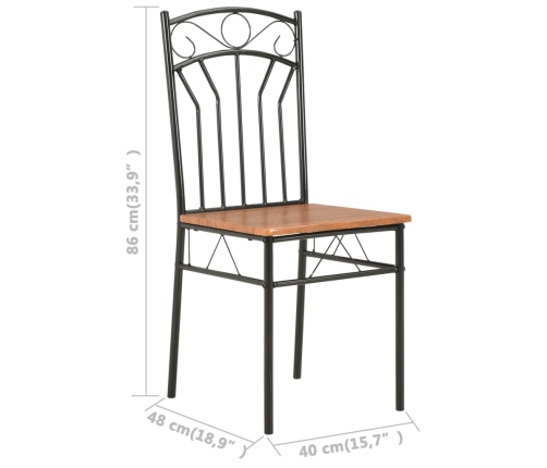 vidaXL virtuves krēsli, 6 gab., brūni, MDF