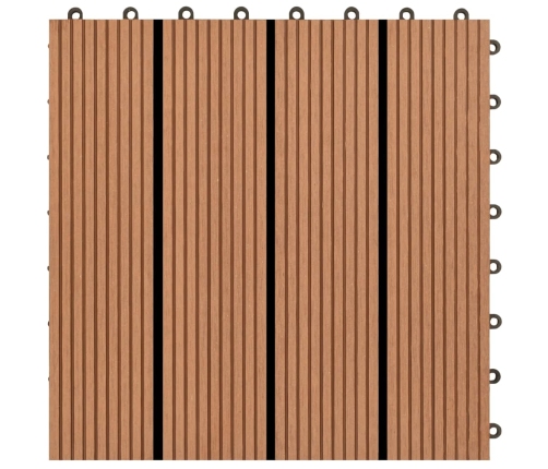 vidaXL terases flīzes, 22 gab., WPC, 30x30 cm, 2 m2, brūnas