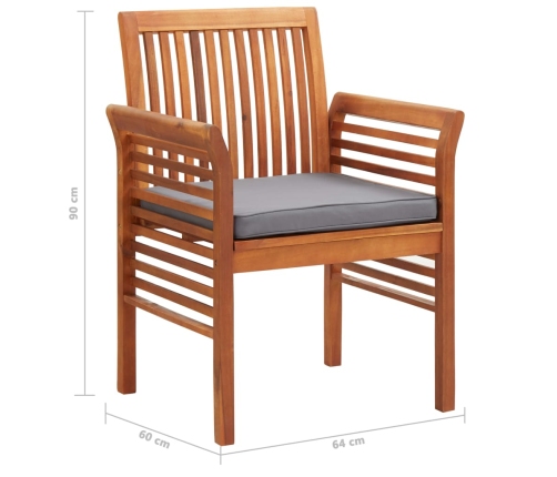 vidaXL dārza krēsli ar matračiem, 2 gab., akācijas masīvkoks