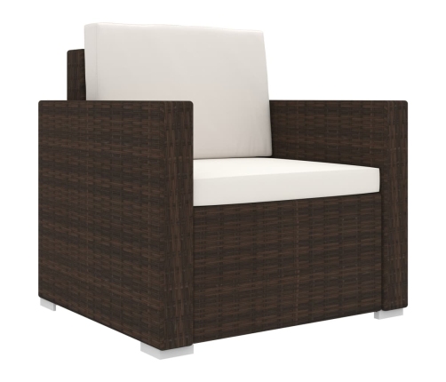 vidaXL 11-daļīgs dārza atpūtas mēbeļu komplekts ar matračiem, brūns PE