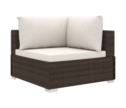 vidaXL 11-daļīgs dārza atpūtas mēbeļu komplekts ar matračiem, brūns PE