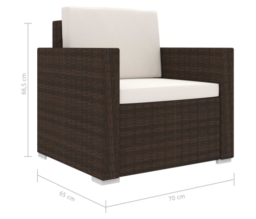 vidaXL 11-daļīgs dārza atpūtas mēbeļu komplekts ar matračiem, brūns PE