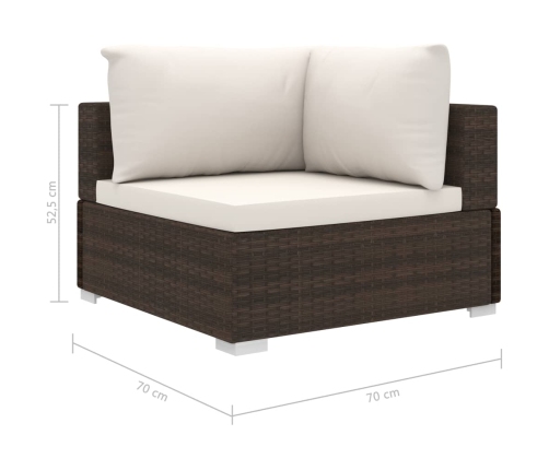 vidaXL 11-daļīgs dārza atpūtas mēbeļu komplekts ar matračiem, brūns PE