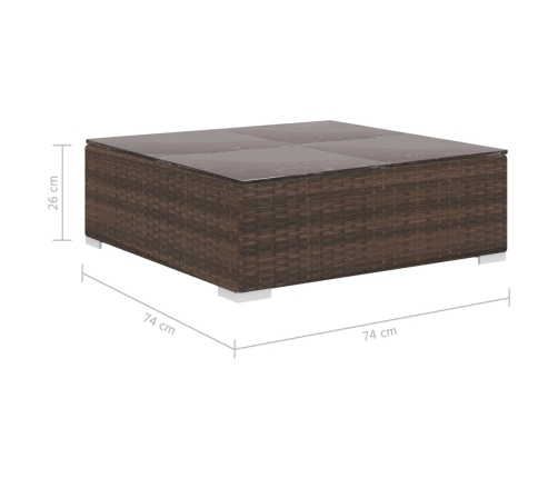 vidaXL 11-daļīgs dārza atpūtas mēbeļu komplekts ar matračiem, brūns PE