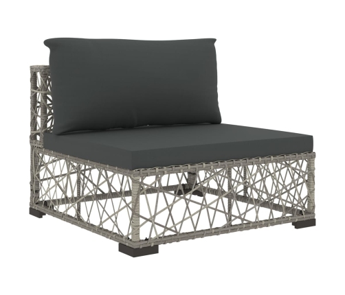 vidaXL 10-daļīgs dārza atpūtas mēbeļu komplekts, matrači, pelēks PE