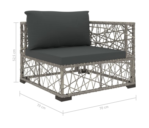 vidaXL 10-daļīgs dārza atpūtas mēbeļu komplekts, matrači, pelēks PE