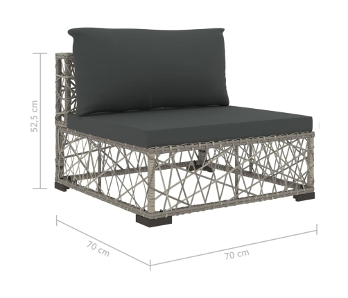 vidaXL 10-daļīgs dārza atpūtas mēbeļu komplekts, matrači, pelēks PE
