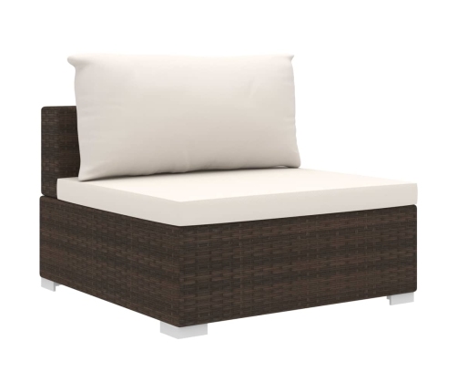 10-Daļīgs Dārza Atpūtas Mēbeļu Komplekts Ar Matračiem, Brūns Pe Vidaxl