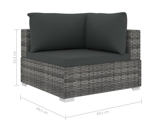 11-Daļīgs Dārza Atpūtas Mēbeļu Komplekts, Pelēks Pe Vidaxl