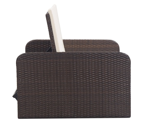 vidaXL 2-daļīgs dārza atpūtas mēbeļu komplekts ar matračiem, PE, brūns