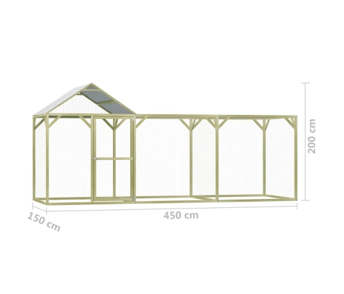 vidaXL vistu būris, 4,5x1,5x2 m, impregnēts priedes koks