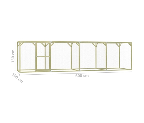 vidaXL vistu būris, 1,5x6x1,5 m, impregnēts priedes koks