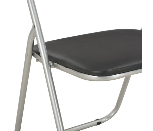 vidaXL virtuves krēsli, saliekami, 6 gab., melna mākslīgā āda