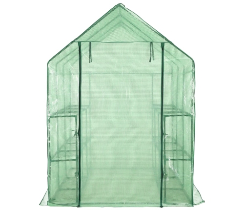 vidaXL siltumnīca ar 12 plauktiem, tērauds, 143x214x196 cm
