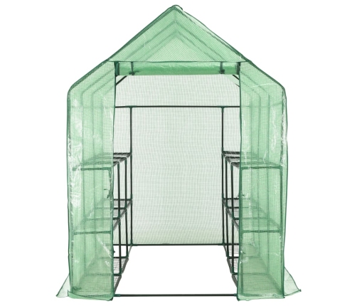 vidaXL siltumnīca ar 12 plauktiem, tērauds, 143x214x196 cm