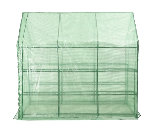 vidaXL siltumnīca ar 12 plauktiem, tērauds, 143x214x196 cm