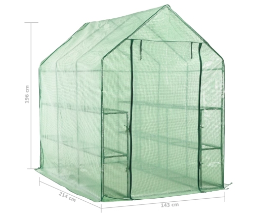 vidaXL siltumnīca ar 12 plauktiem, tērauds, 143x214x196 cm