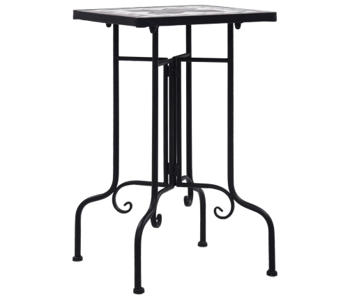 vidaXL mozaīkas galdiņš, melns ar baltu, keramika