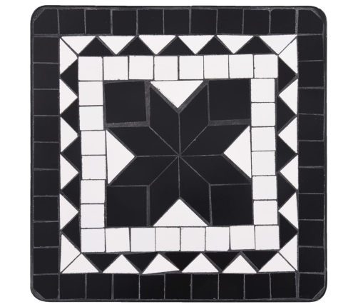 vidaXL mozaīkas galdiņš, melns ar baltu, keramika