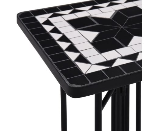vidaXL mozaīkas galdiņš, melns ar baltu, keramika