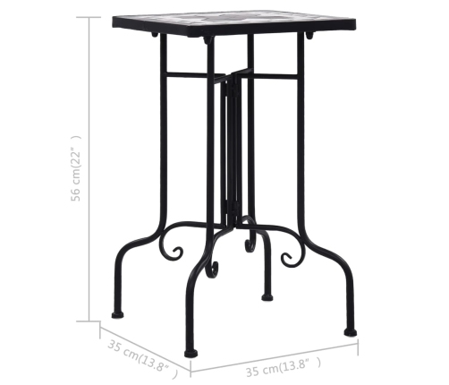 vidaXL mozaīkas galdiņš, melns ar baltu, keramika