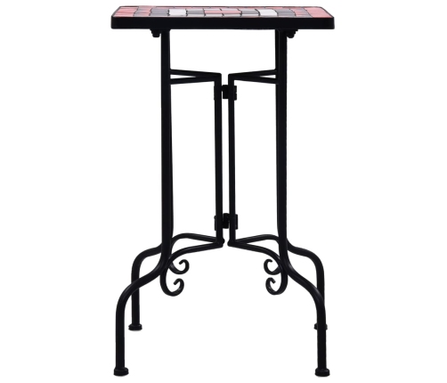 vidaXL mozaīkas galdiņš, sarkanbrūns ar baltu, keramika