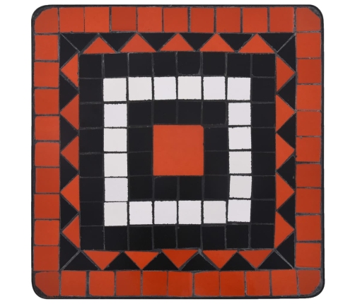 vidaXL mozaīkas galdiņš, sarkanbrūns ar baltu, keramika