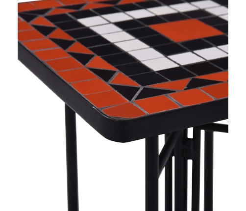 vidaXL mozaīkas galdiņš, sarkanbrūns ar baltu, keramika