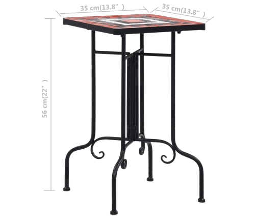 vidaXL mozaīkas galdiņš, sarkanbrūns ar baltu, keramika