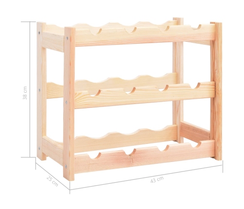 vidaXL vīna pudeļu statīvs 12 pudelēm, priedes koks