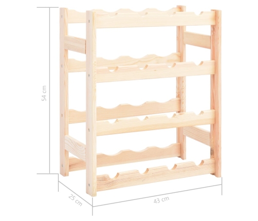 vidaXL vīna pudeļu statīvs 16 pudelēm, priedes koks