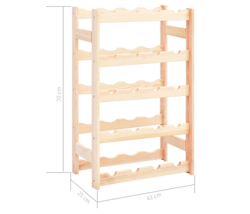 vidaXL vīna pudeļu statīvs 20 pudelēm, priedes koks