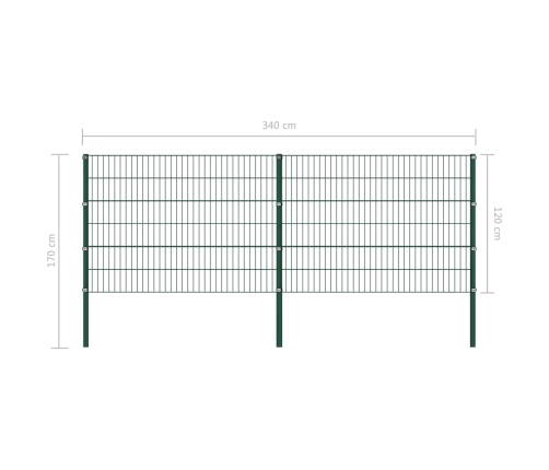 Žoga Panelis Ar Stabiem, 3,4 M, Zaļa Dzelzs Vidaxl