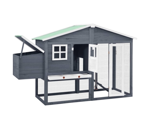 vidaXL vistu būris ar perētavu, pelēks ar baltu, egles masīvkoks