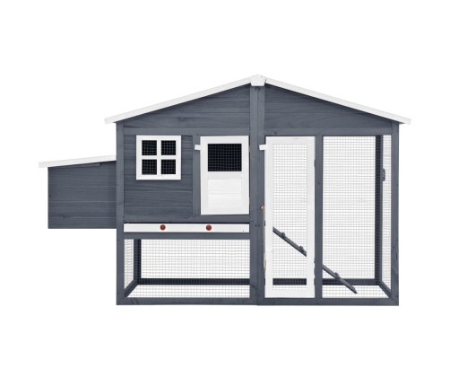 vidaXL vistu būris ar perētavu, pelēks ar baltu, egles masīvkoks