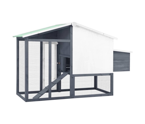 vidaXL vistu būris ar perētavu, pelēks ar baltu, egles masīvkoks