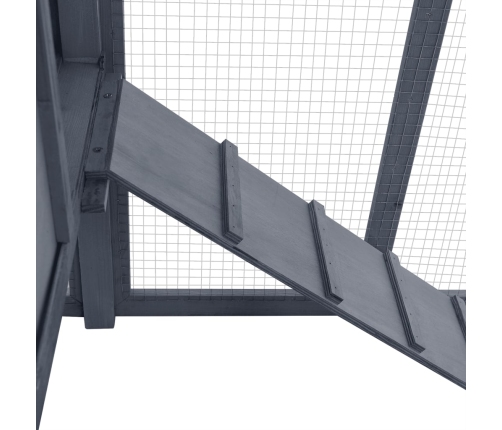 vidaXL vistu būris ar perētavu, pelēks ar baltu, egles masīvkoks