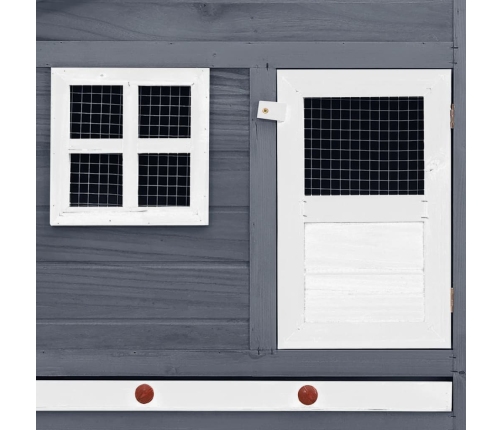 vidaXL vistu būris ar perētavu, pelēks ar baltu, egles masīvkoks